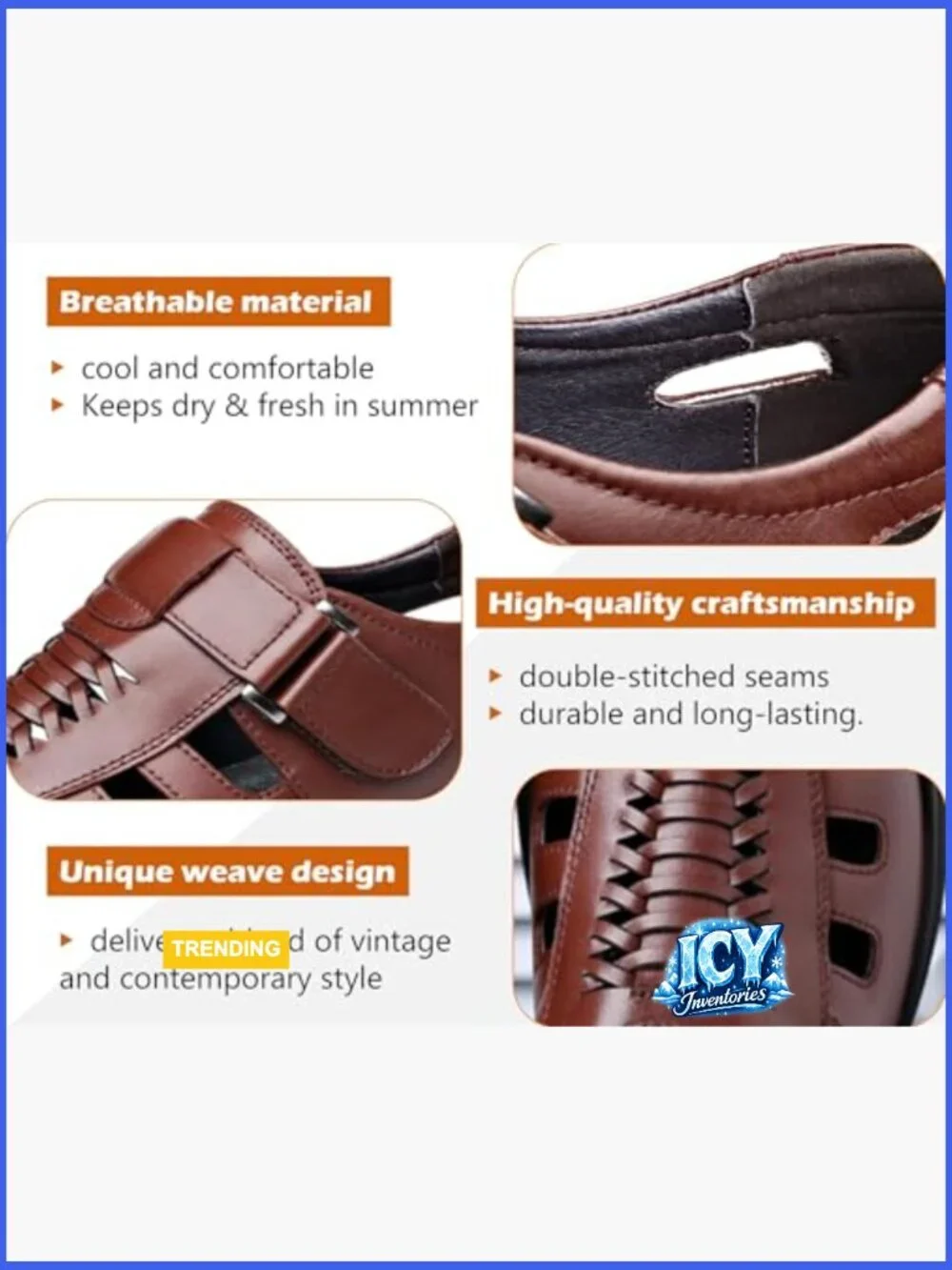 Men Synthetic Leather Breathable Fisherman Sandals for Business Dress Casual